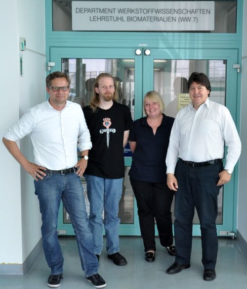 Prof. Guido Grundmeier, Prof. Sanna Virtanen, Dr. Adrian Keller und Prof. Boccaccini
