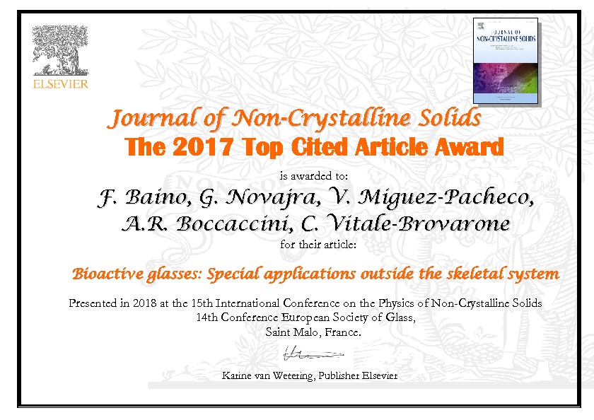 Zum Artikel "Preis für den meistzitierten Artikel: J. Non-Crystalline Solids"