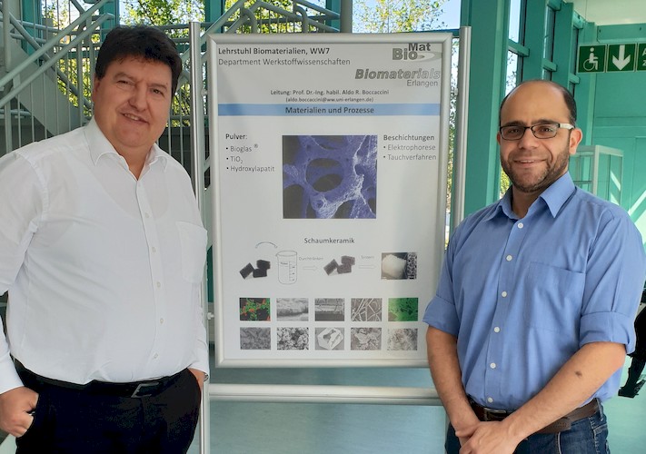 Prof. Boccaccini zusammen mit Dr. Eweida, bei dessen Besuch am Lehrstuhl BIomaterialien.