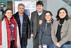 V.l.: Lazaridou, Prof. Bikiaris, Prof. Boccaccini, Marcela und Dr. Liverani beim Besuch aus Griechenland.