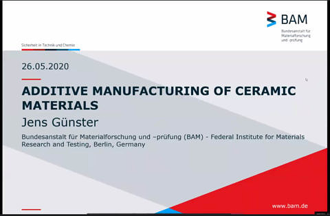 Additive Manufacturing of Ceramic Materials Titelfolie des Vortrags