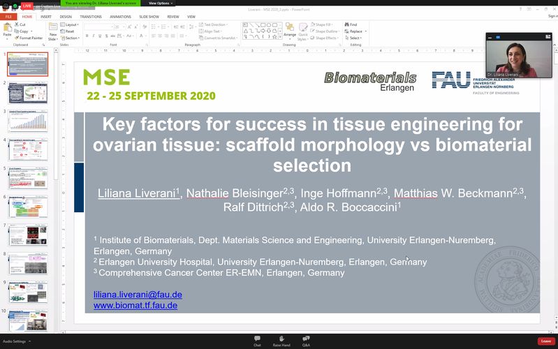 Dr. Liverani's Präsentation bei der MSE 2020