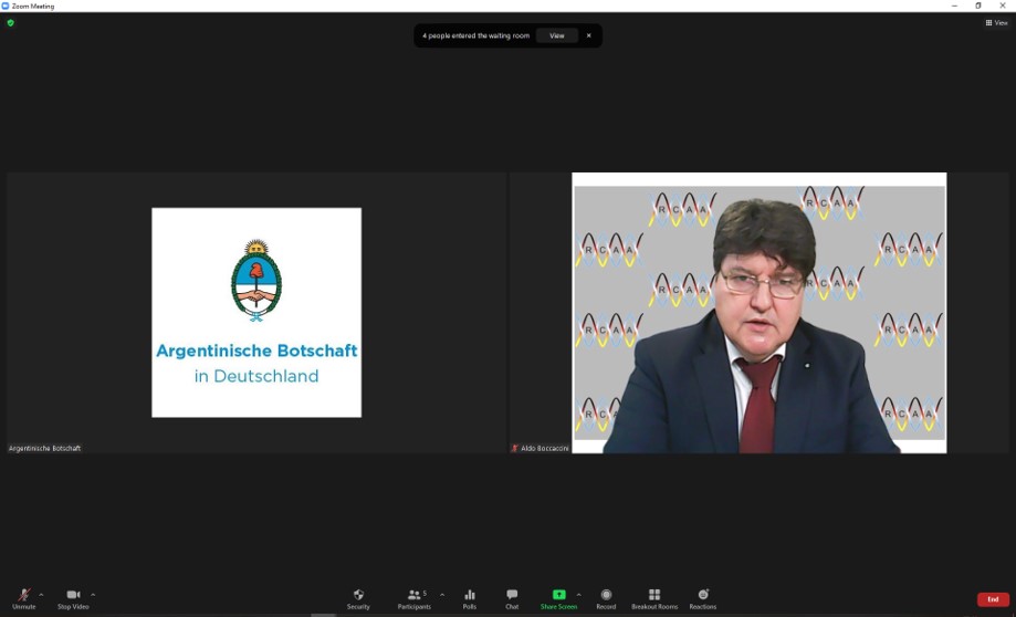 Prof. Boccacini im Zoom meeting mit der Argentinischen Botschaft in Deutschland.