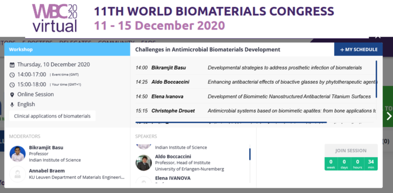 Erfolgreiche Teilnahme am 11. World Biomaterials Congress (WBC 2020)