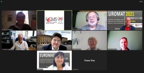Prof. Boccaccini zusammen mit den anderen Teilnehmern des online stattfindenden FEMS Executive Committees.