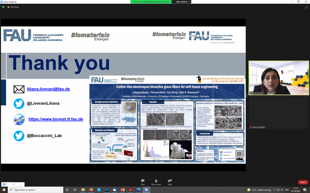 Dr. Liliana Liverani mit ihrer Danksagungsfolie ihres Postervortrages.
