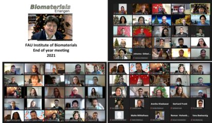 Ein Zoom-Screenshot mit allen Mitgliedern des Instituts für Biomaterialien zum Jahreabschlusstreffen