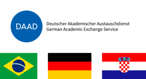 Illustration mit dem Logo des DAADs sowie der deutschen, kroatischen und brasilianischen Flagge.