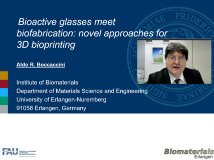 Screenshot von Prof. Boccaccini während seines Vortrages im Rahmen des Online-Seminars an der Universität Wroclaw, Polen
