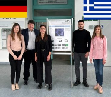 Gruppenbild mit Prof. Boccaccini, unseren Doktorandinnen Faina Bider und Zoya Hadzhieva sowie den griechischen Gästen Ionna Koumentakou und Rezos Bikiaris