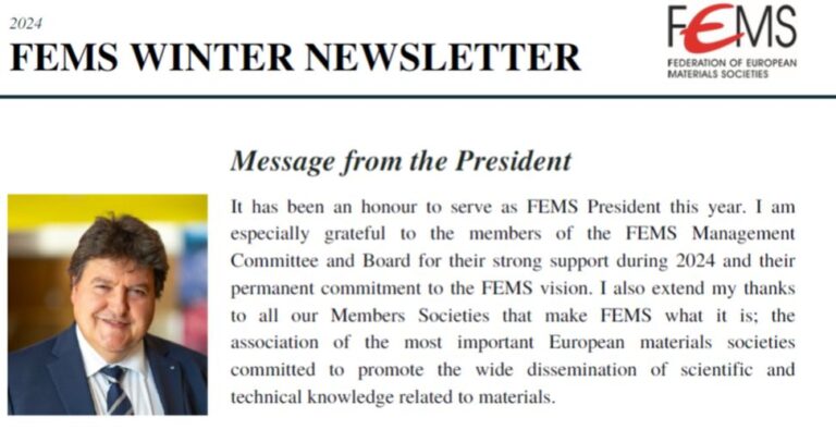 Winter-Newsletter der Federation of European Materials Societies (FEMS)